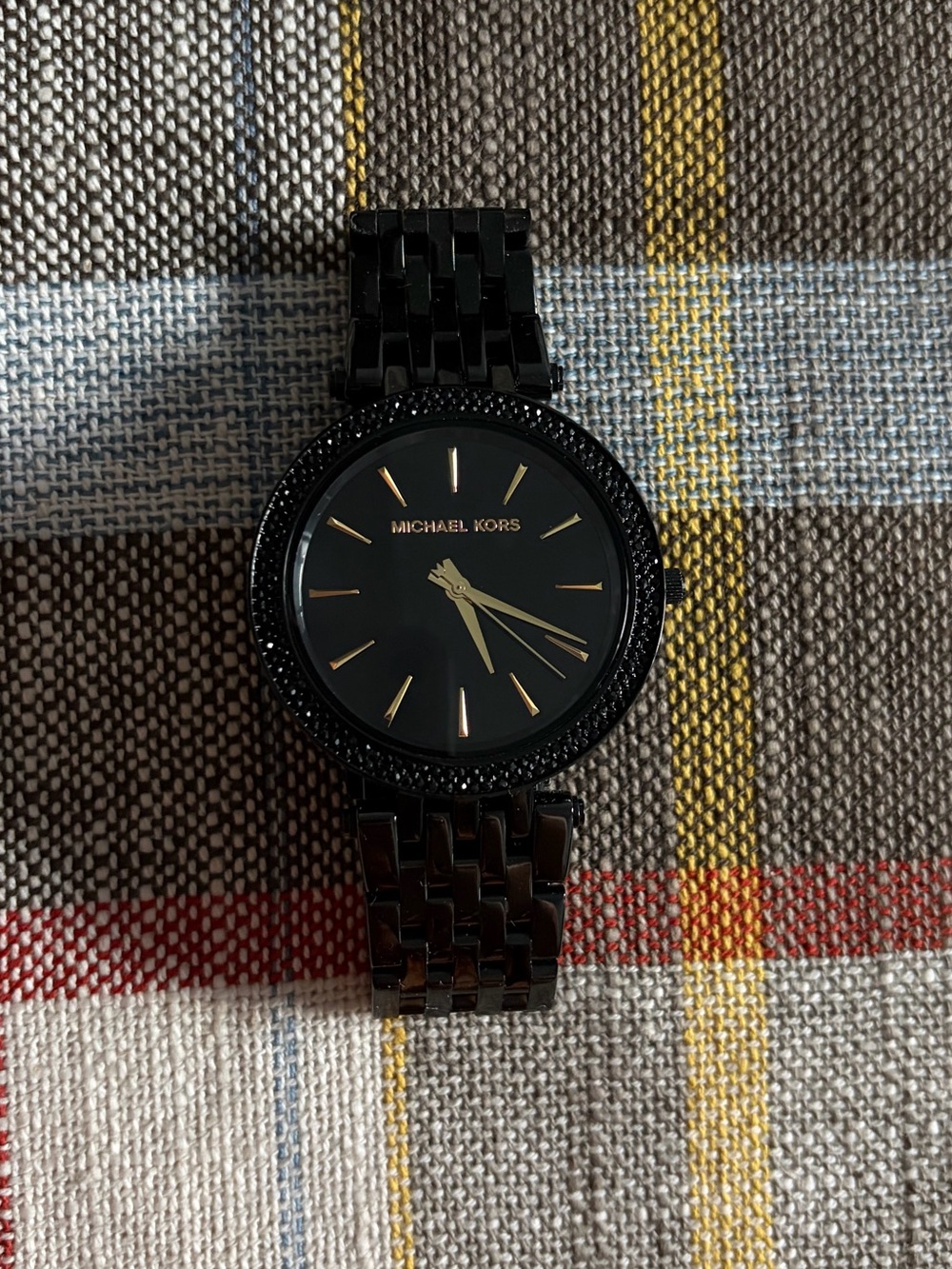 Michael Kors Black & Gold Crystal Bezel Watch